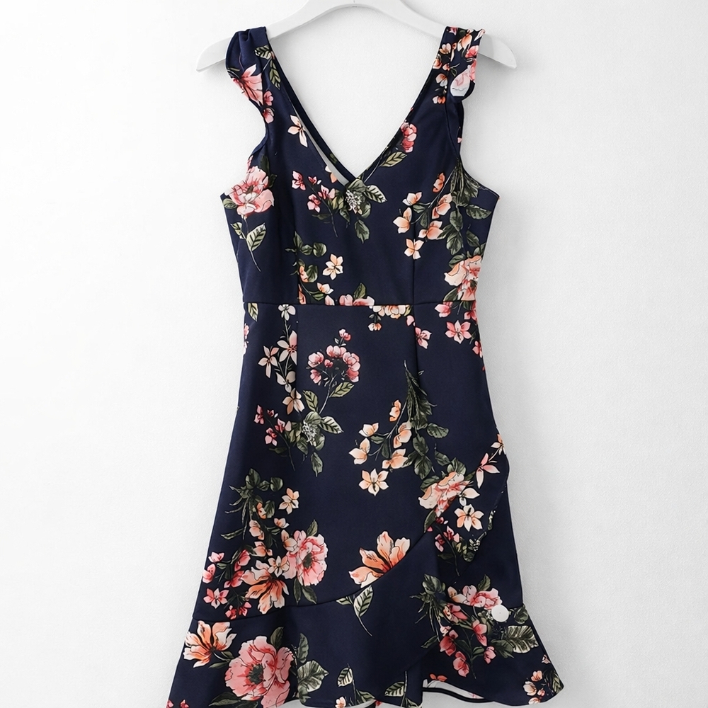 The Vanity Room Navy Floral Mini Dress